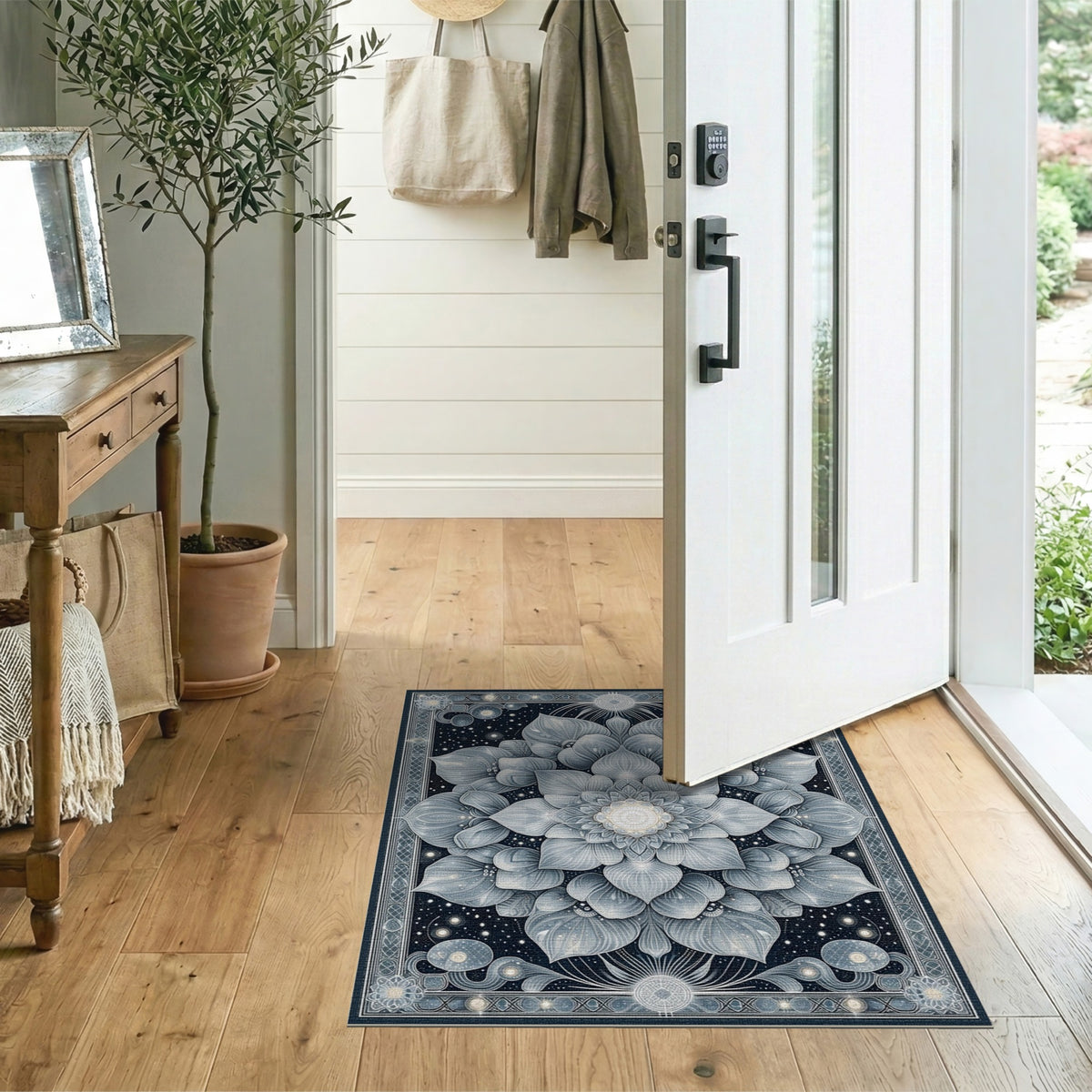 Blue Lotus Mandala Area Rug
