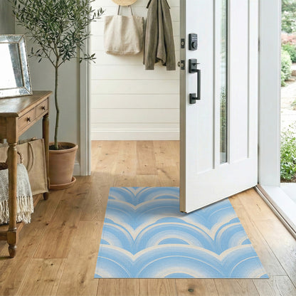 Blue Scalloped Wave Area Rug