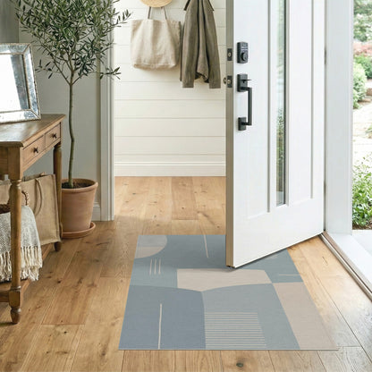 Modern Geometric Blue Area Rug