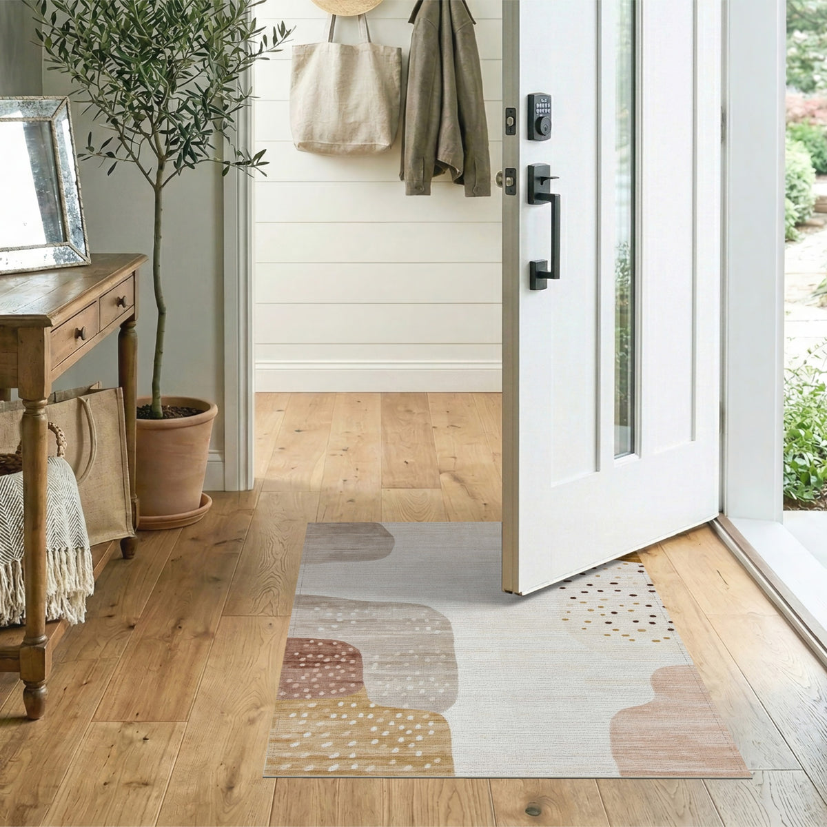 Abstract Neutral Beige Area Rug