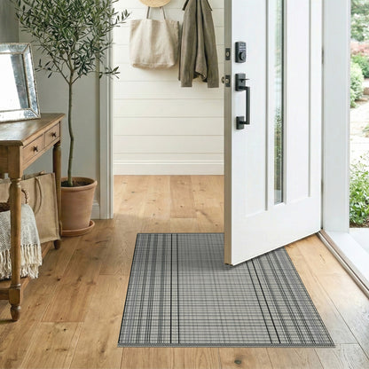 Black White Grid Checkered Washable Area Rug