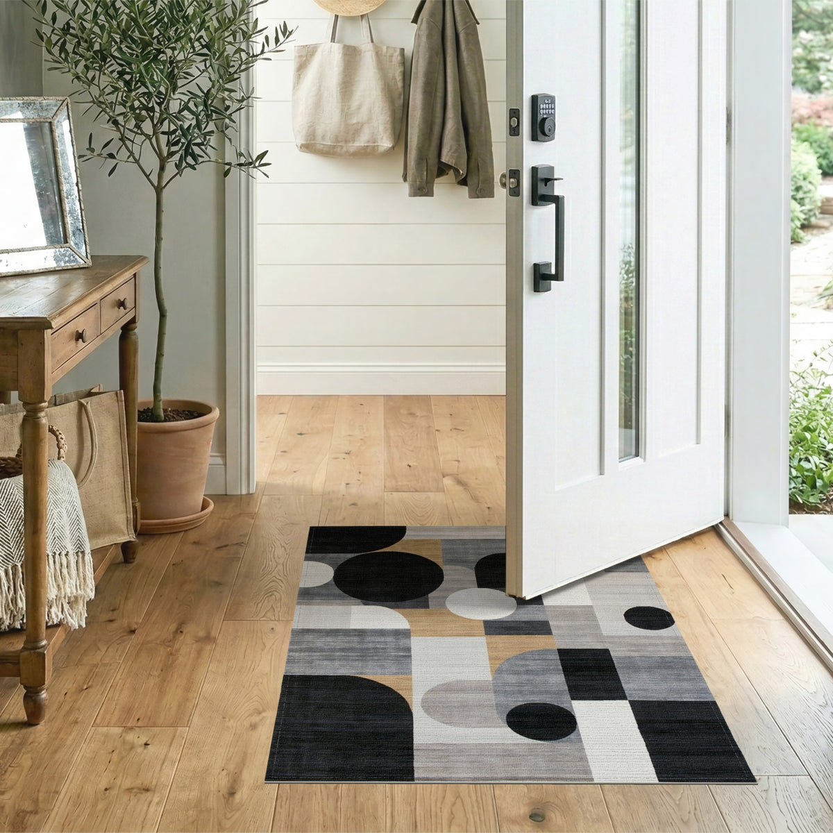 Black White Geometric Modern No. 40 Area Rug