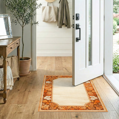 Vintage Autumn Leaf Border Rug