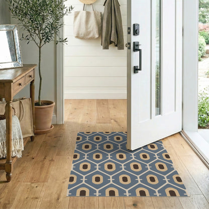 Geometric Modern Blue Geometric Oval Area Rug
