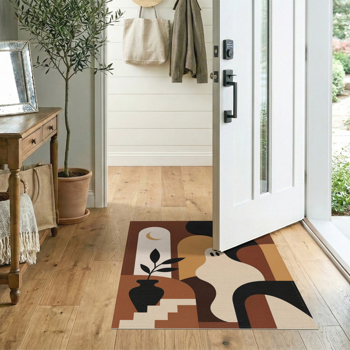 Brown Abstract Ghost Area Rug