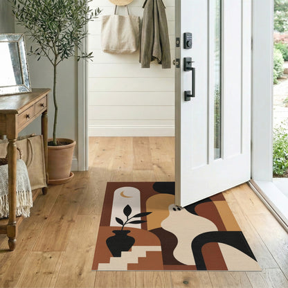 Brown Abstract Ghost Area Rug