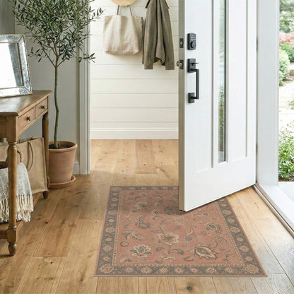 Pink Vintage Floral Vintage Area Rug