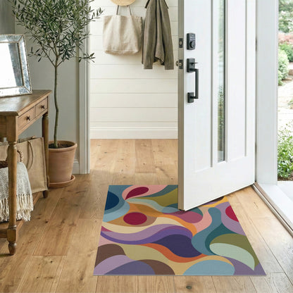 Abstract Area Multi-color and Patterns Vibrant Multi-Color Abstract Swirl Area Rug
