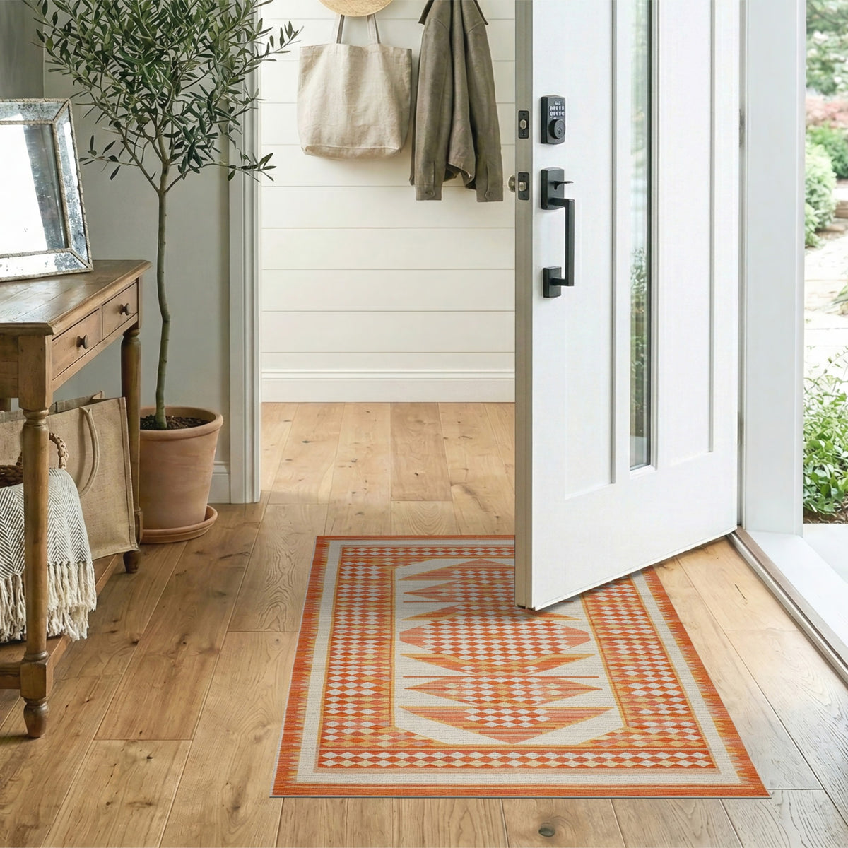 Orange Diamond Orange Geometric Diamond Area Rug