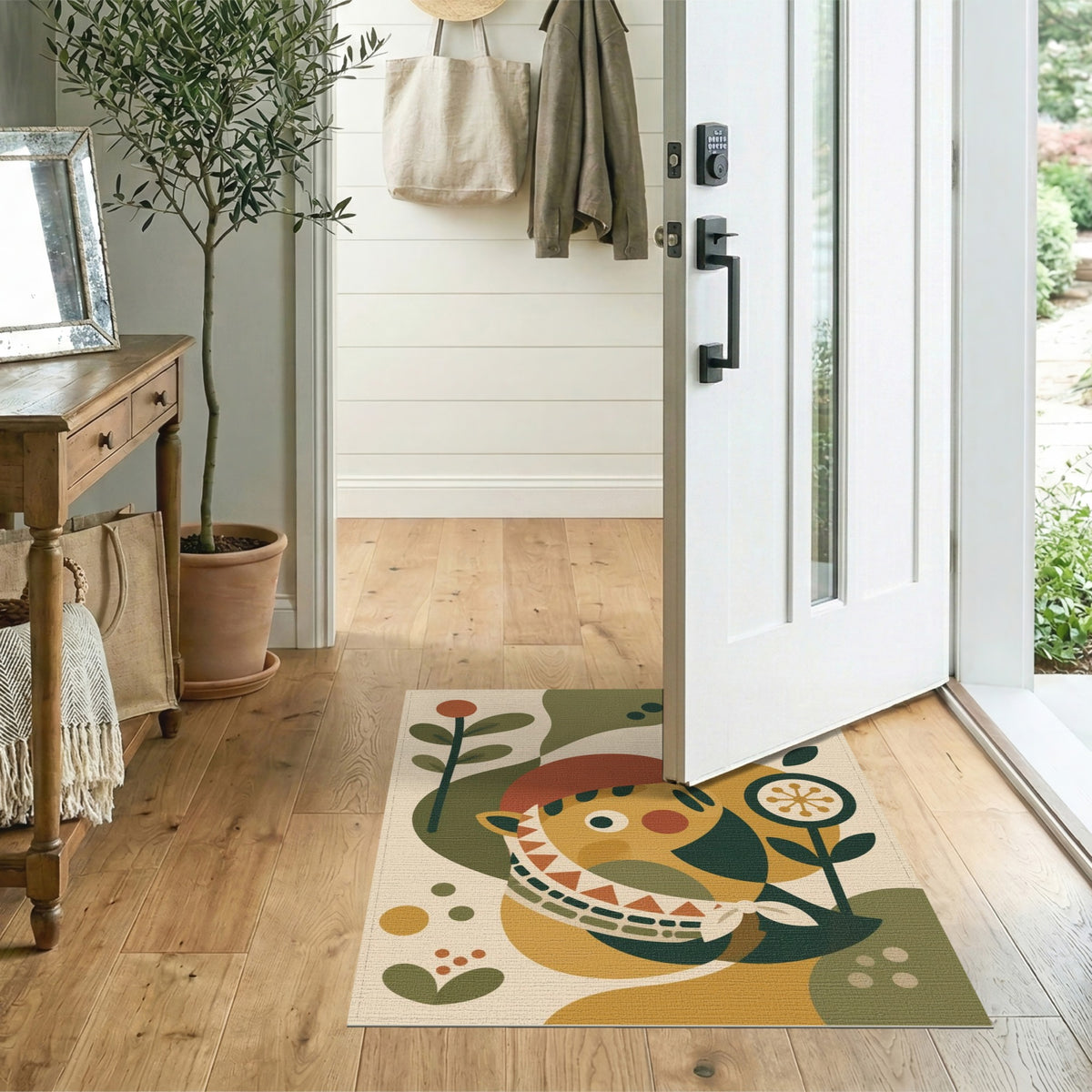 Whimsical Cartoon Face Kids Area Rug