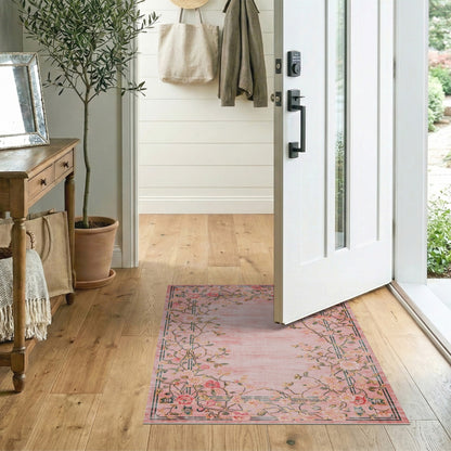 Pink Rose Floral Vintage No. 22 Area Rug