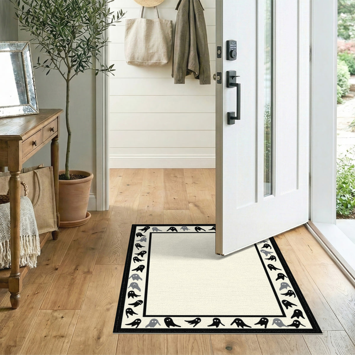 Ghost Border Kids Cartoon Area Rug