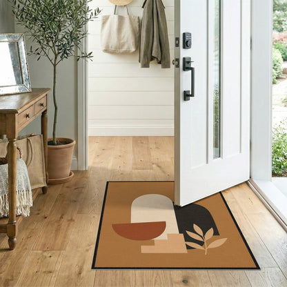 Geometric Modern Brown and Tan Abstract Geometric Brown Area Rug