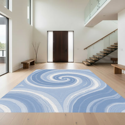 Hypnotic Blue Swirling Spirals Rug