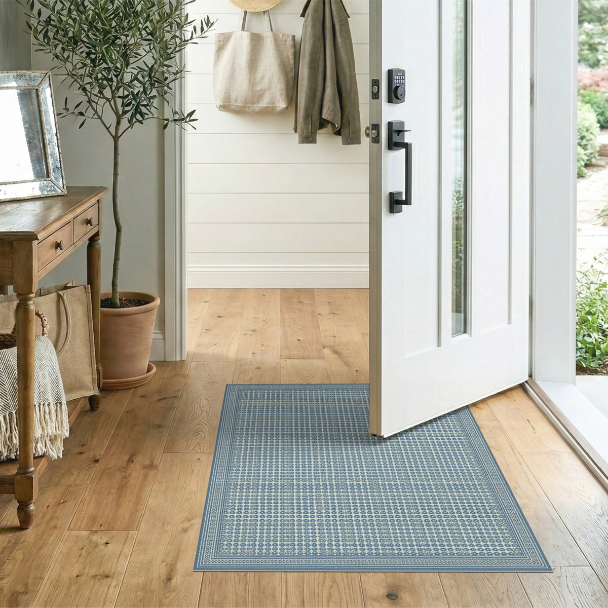 Blue Floral Vintage Washable No. 2 Area Rug