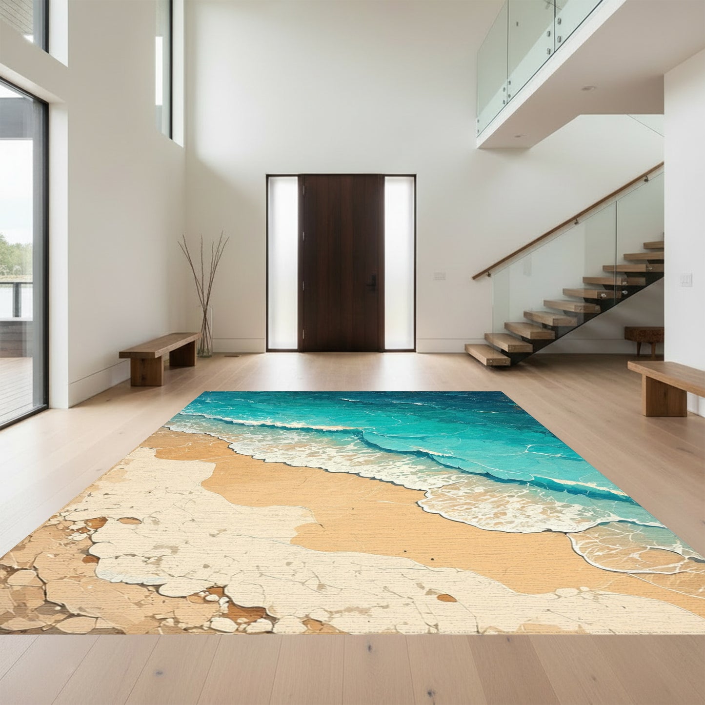 Teal Waves Sand Rug