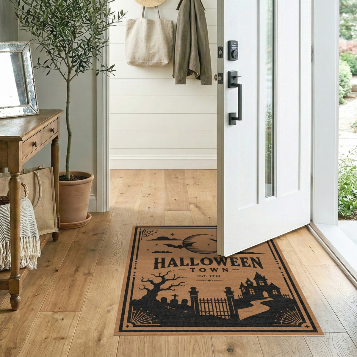 Halloween Town Silhouette Area Rug