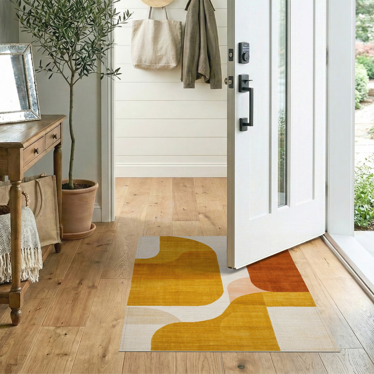 ODIKA Warm Yellow Abstract Area Rug