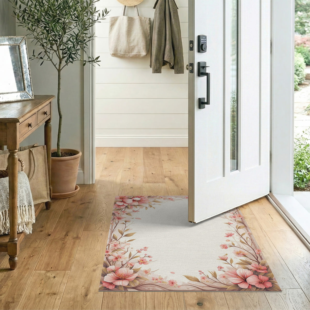 Pink Floral Vintage Washable No. 31 Area Rug
