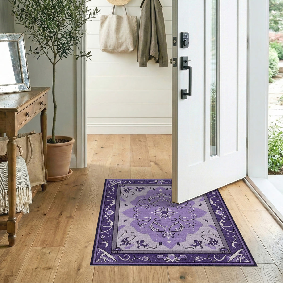 Purple Traditional Persian Purple Persian Medallion Area Rug