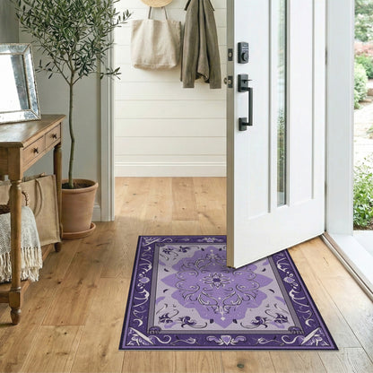 Purple Traditional Persian Purple Persian Medallion Area Rug