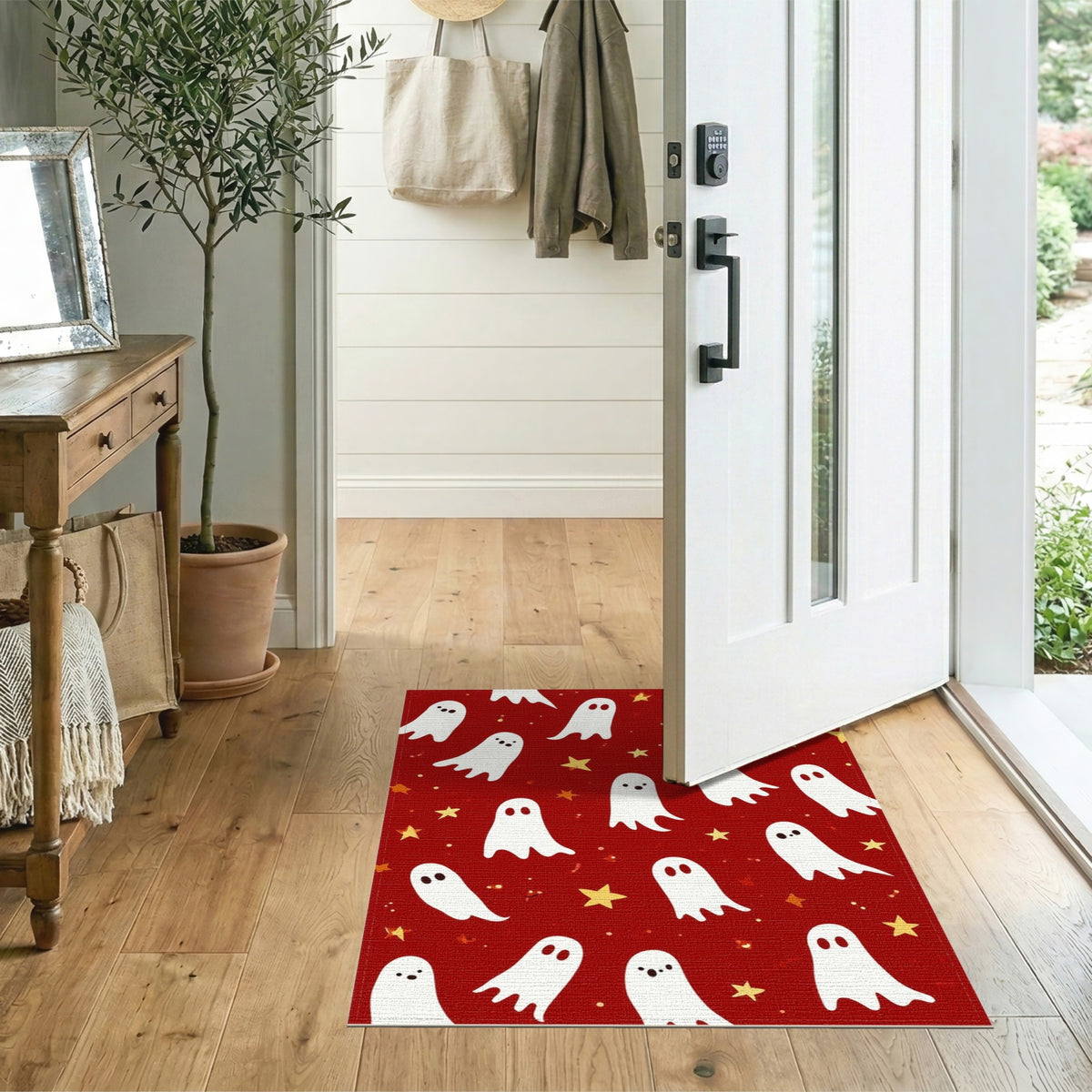 Ghosts Stars Red Kids Area Rug