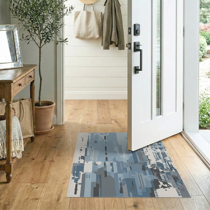 Blue Geometric Abstract Area Rug