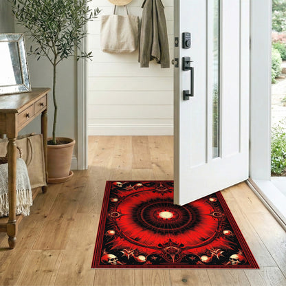 Red Skull Mandala Area Rug