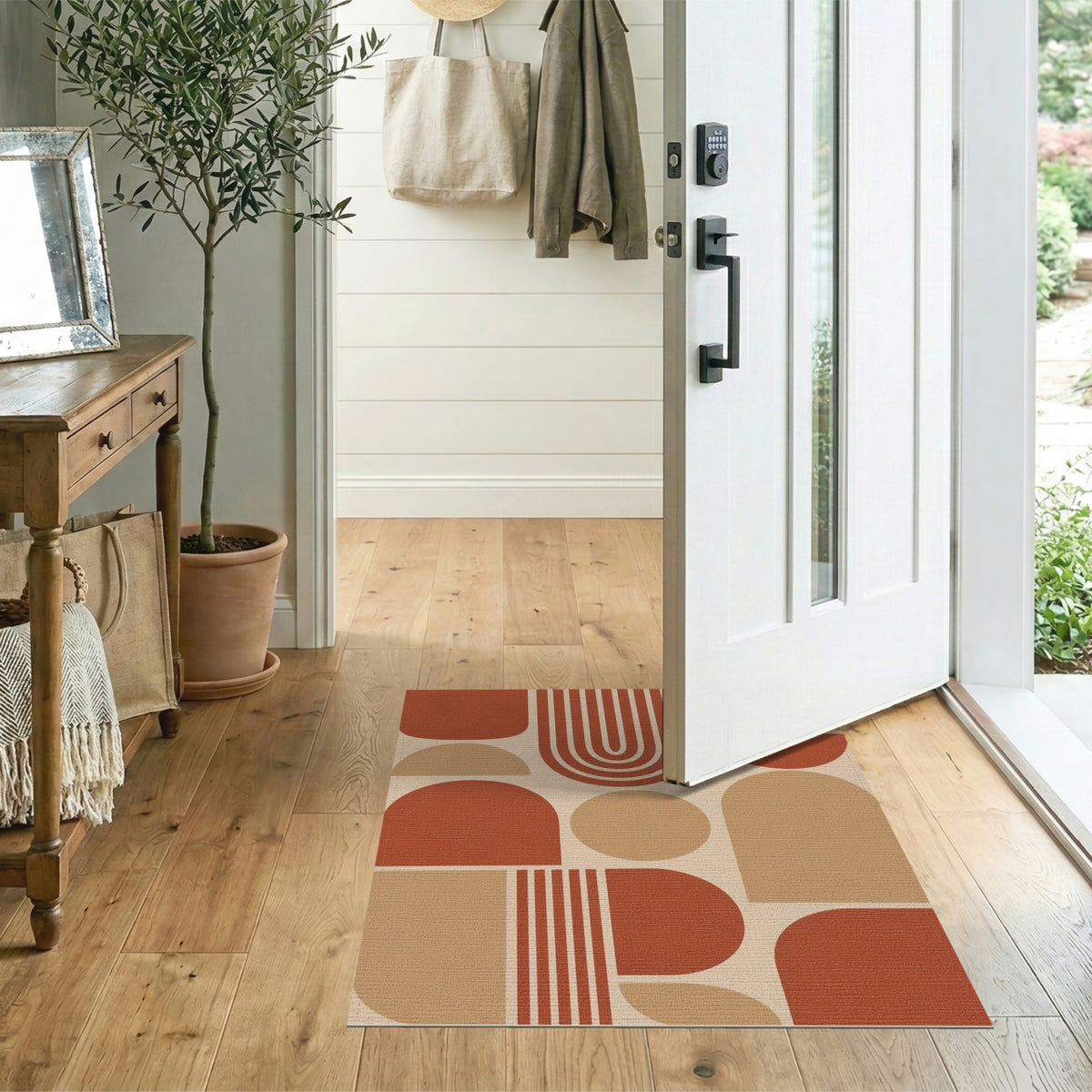 Geometric Modern Red Geometric Abstract Area Rug