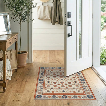 Beige and Neutral Traditional Persian Beige Floral Area Rug