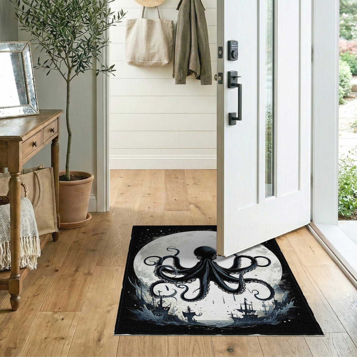 Kraken Octopus Moon Area Rug