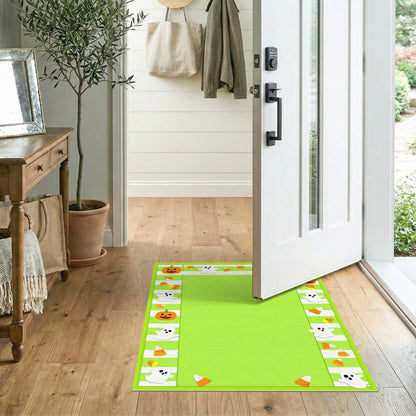Green Halloween Kids Pumpkin Ghost Area Rug