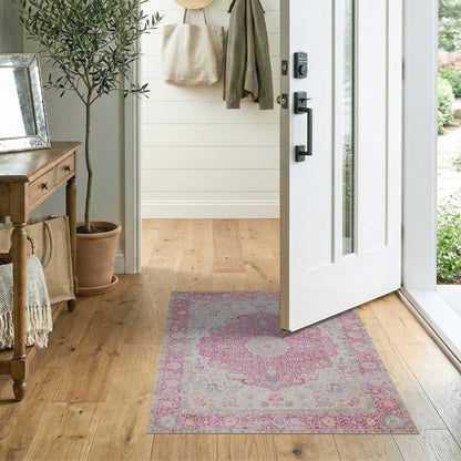 Pink Floral Medallion Vintage No. 3 Area Rug