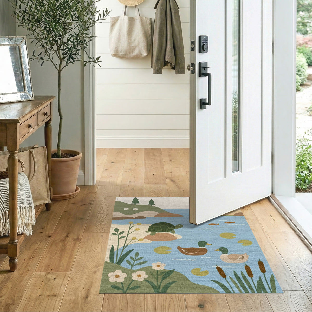 Duck Turtle Pond Kids Area Rug