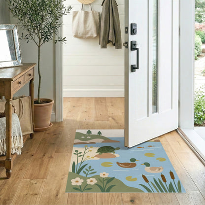 Duck Turtle Pond Kids Area Rug