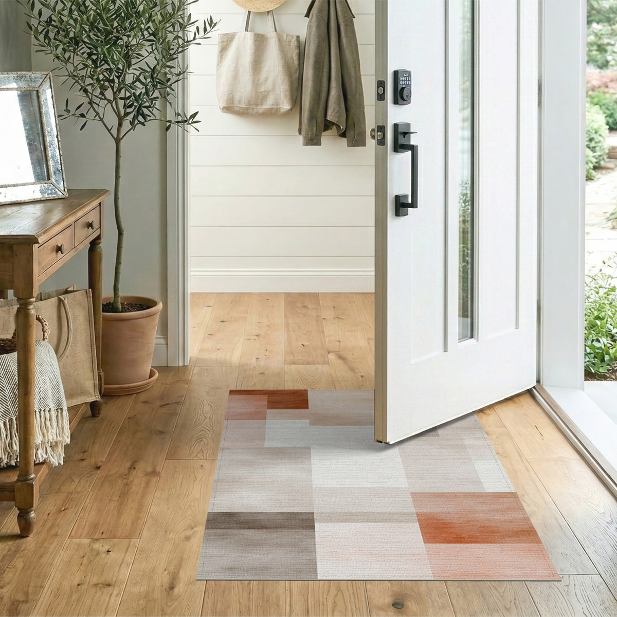 Beige and Neutral Abstract Area Abstract Beige Geometric Area Rug