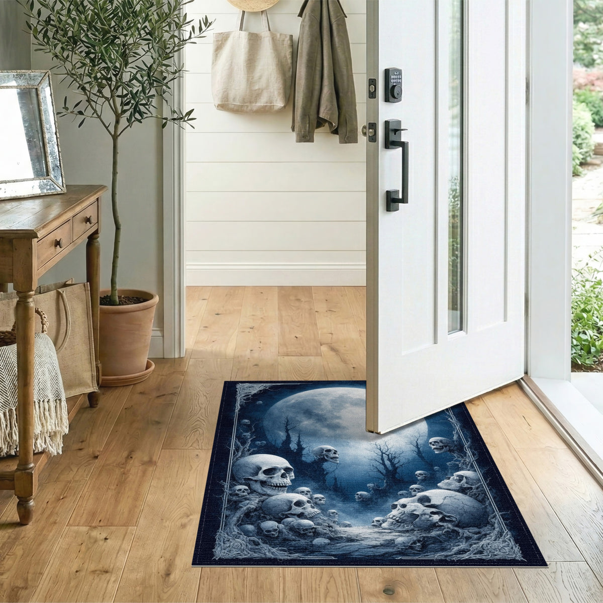 Skull Moon Gothic Area Rug