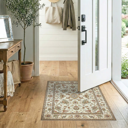 Beige Traditional Persian Floral Traditional Persian Area Rug