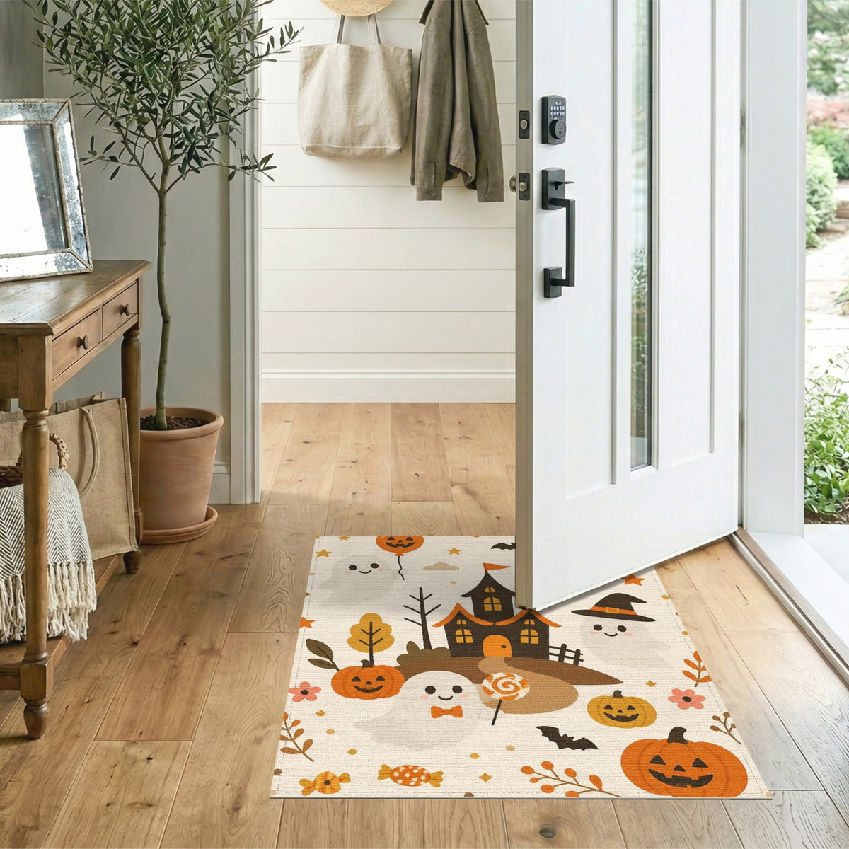 Cute Halloween Ghost Pumpkin Kids Cartoon Area Rug