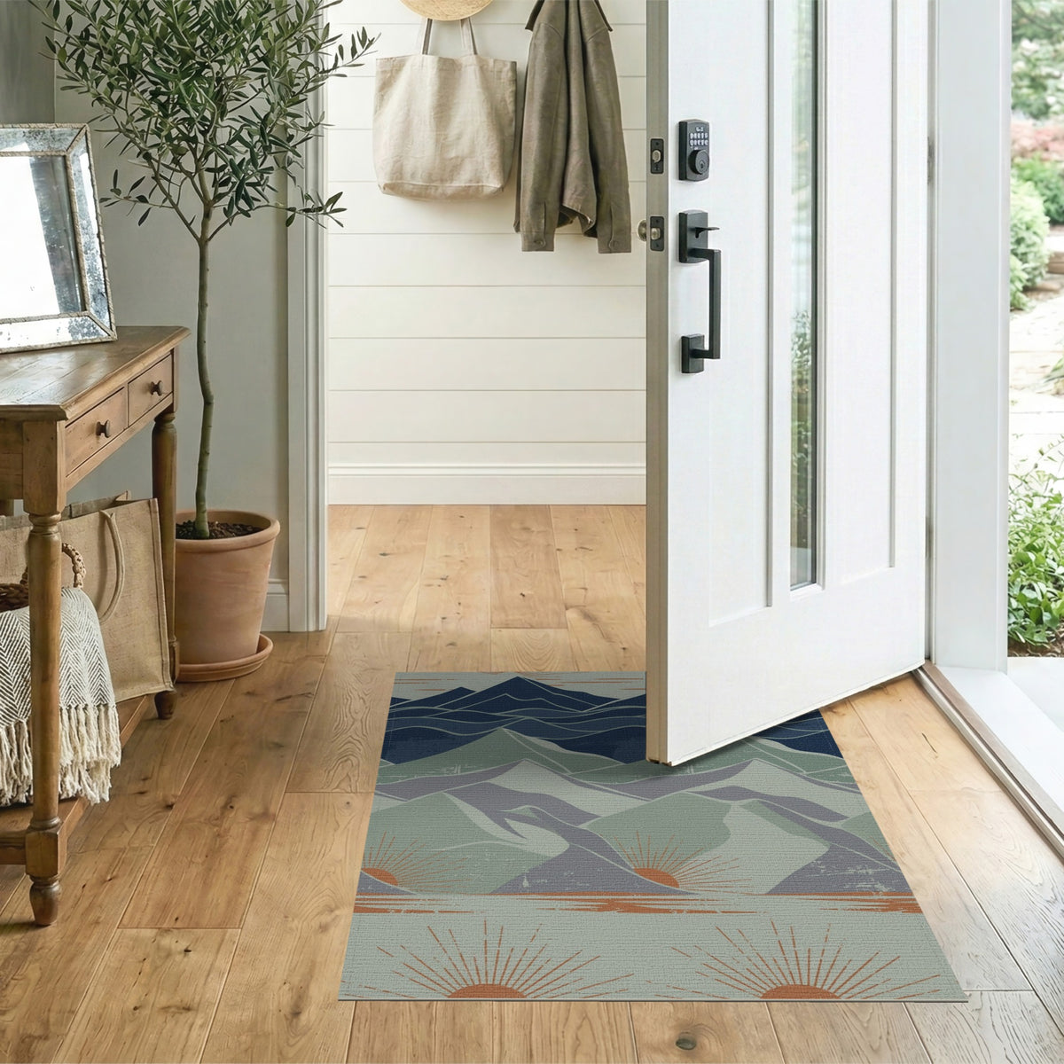 Blue Mountain Peaks Distressed Area Rug