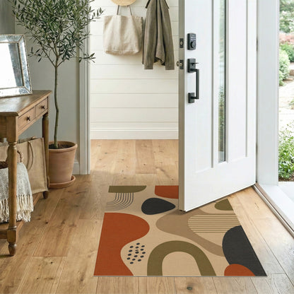 Earthy Abstract Area Rug in Brown Tan