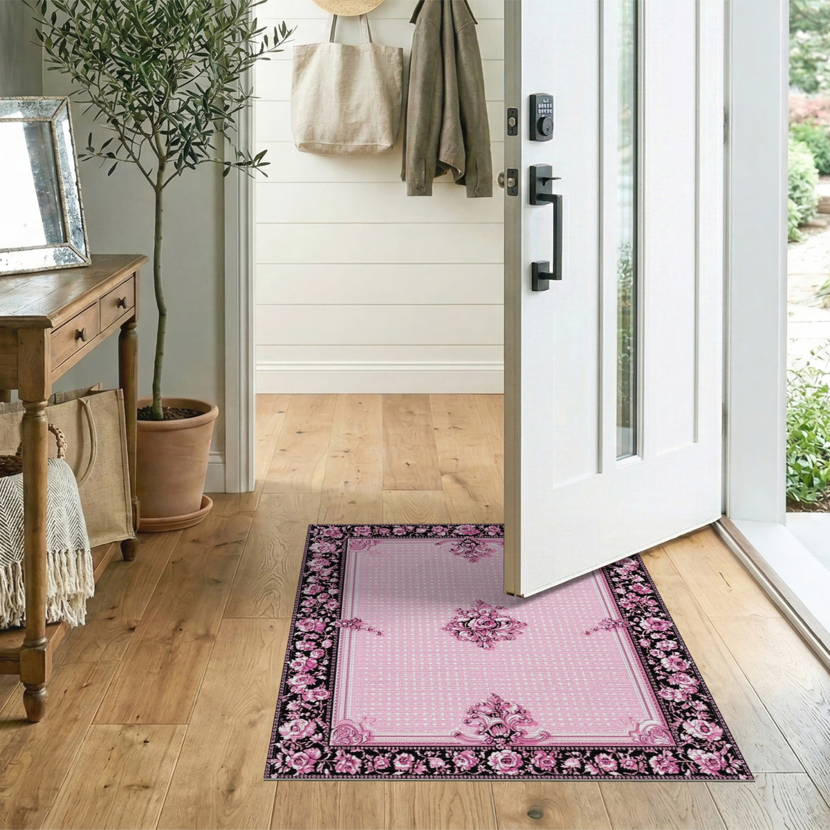 Pink Rose Floral Vintage No. 12 Area Rug