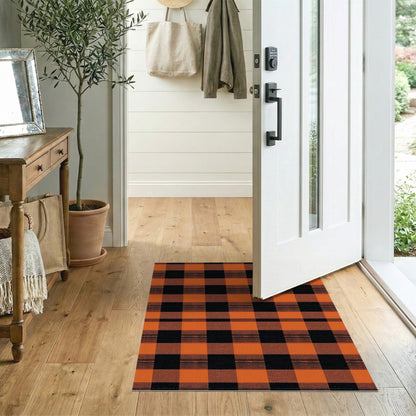 Black Orange Black Buffalo Plaid Area Rug
