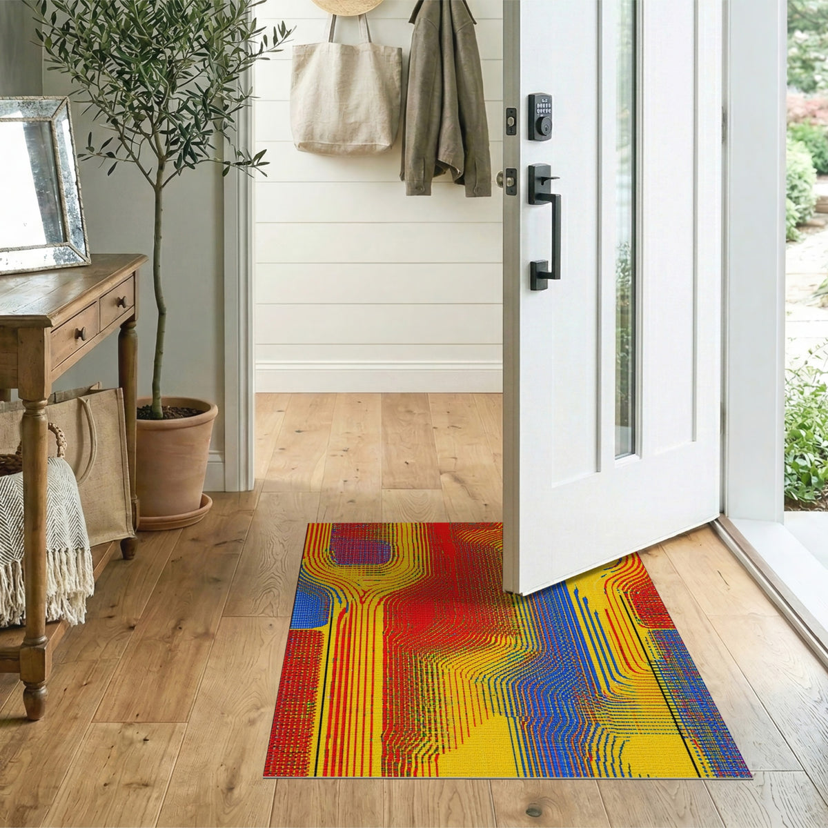 ODIKA Vibrant Multi-Color Wave Area Rug