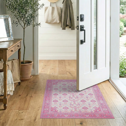 Pink Floral Persian Area Rug