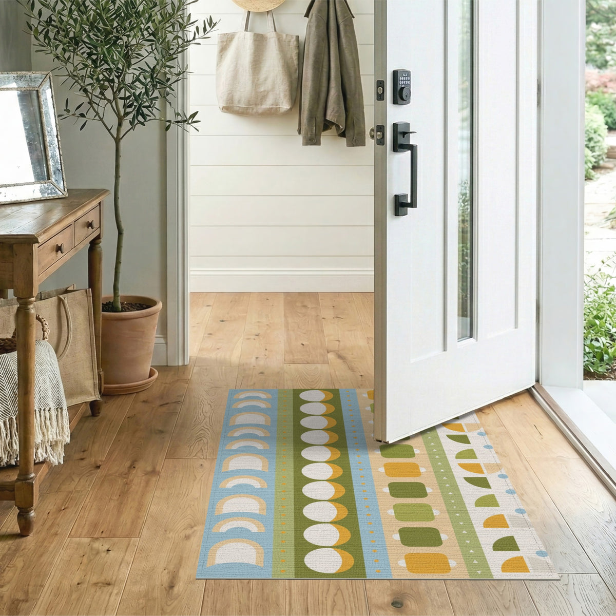 Multi-color and Patterns Vibrant Geometric Striped Multi-Color Area Rug