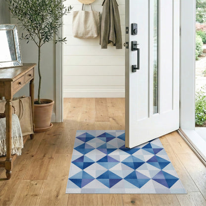 Blue Geometric Diamond Area Rug