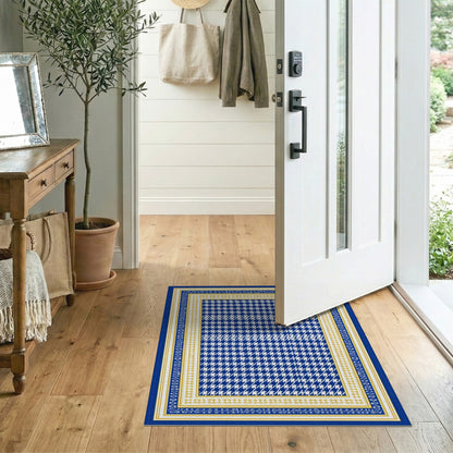Blue Geometric Houndstooth Area Rug