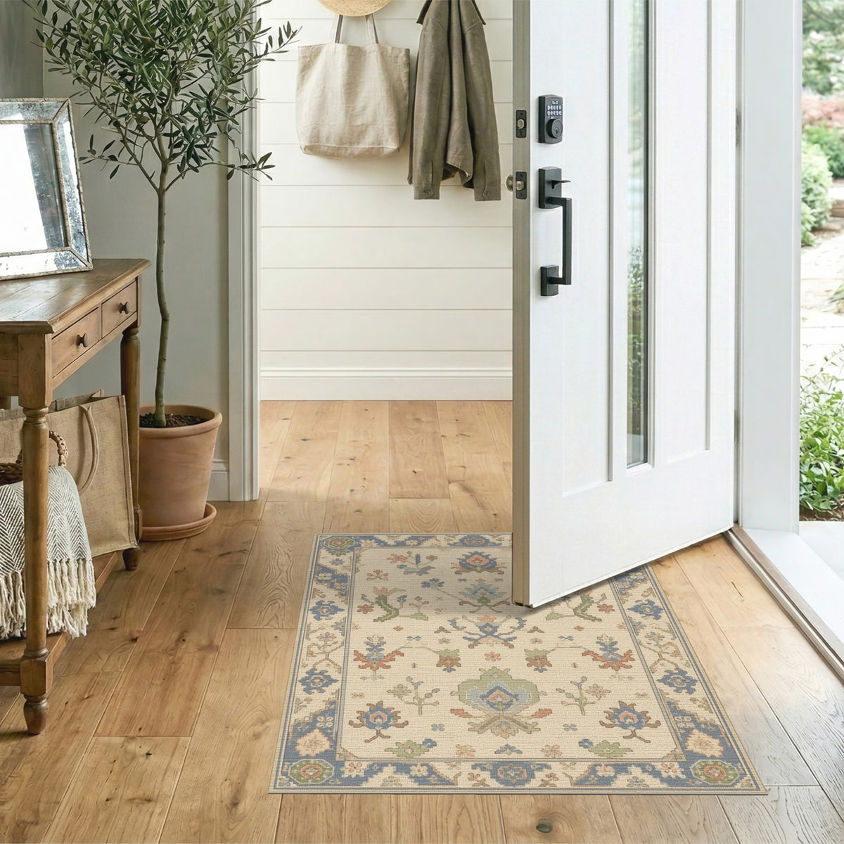 Beige Persian Floral Medallion Rug