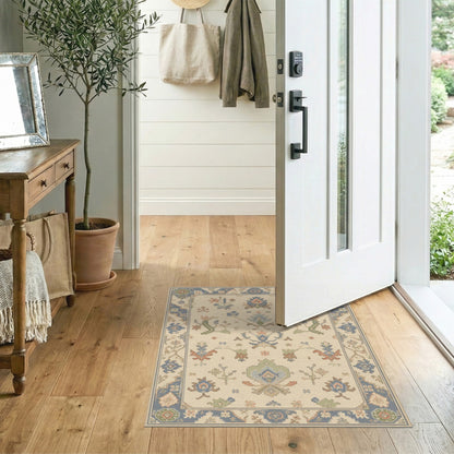 Beige Persian Floral Medallion Rug